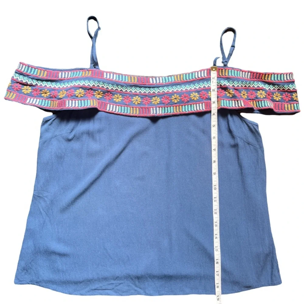 THML Women’s Blue Embroidered Blouse 
Size: Large - Picture 8 of 10